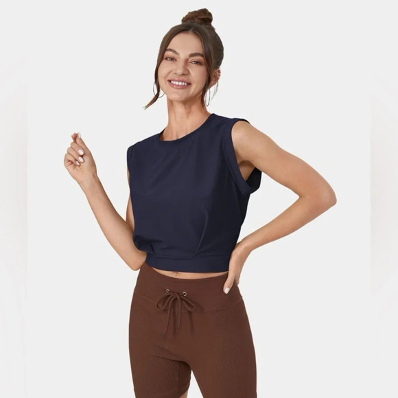 NWT Halara Patitoff Flow Crew Neck Sleeveless Cropped Yoga Tank Inkling Size S - Picture 4 of 12